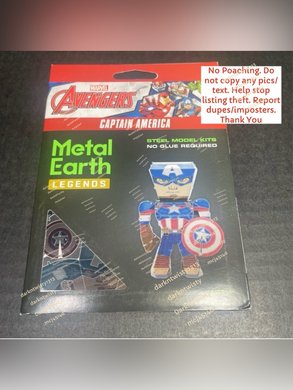 BRAND NEW METAL EARTH CAPTAIN AMERICA STEEL MODEL KIT NO GLUE NEEDED!